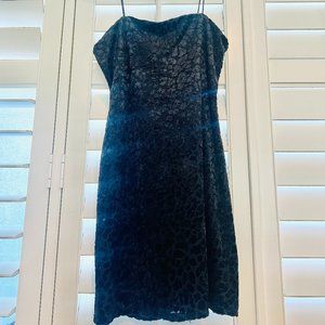 VELVET LEOPARD LITTLE BLACK DRESS - SMALL SPAGHETTI STRAP